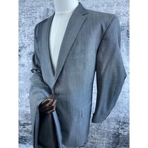 David Donahue Ryan CT Men's 46L 40x31 Grey Micro Weave 100% Wool Suit Elegant